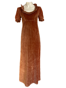 1970’s Rust Velvet Maxi Dress Size S