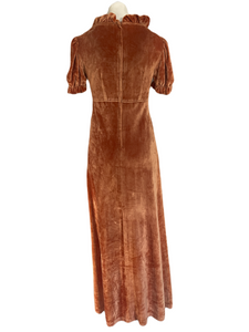 1970’s Rust Velvet Maxi Dress Size S