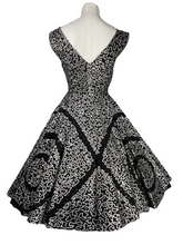 Load image into Gallery viewer, 1950&#39;s Black and Silver Painted Mexican Party Dress Size S
