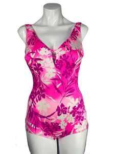 1970's Hot Pink Floral Bathing Suit Size S/M