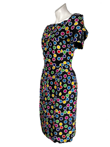 1980's Polka Dot Scaasi Dress Size M