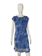 Load image into Gallery viewer, 1990’s Blue Floral Chiffon Dress Size S
