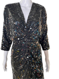 1980’s Glittering Oleg Cassini Black Sequin Gown Size M