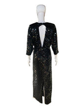 Load image into Gallery viewer, 1980’s Glittering Oleg Cassini Black Sequin Gown Size M
