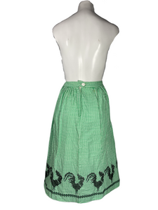 1950's Gingham with Rooster Cross Stitch Skirt Size M