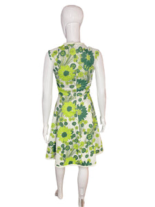 1970’s Green and White Floral Tom Jones Dress Size S