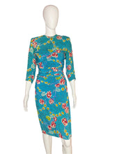 Load image into Gallery viewer, 1940’s Patricia Fair Teal and Maroon Rayon Dress Size XS
