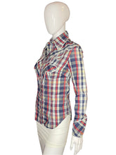 Load image into Gallery viewer, 1970’s Plaid Western Shirt with Piping Size XS
