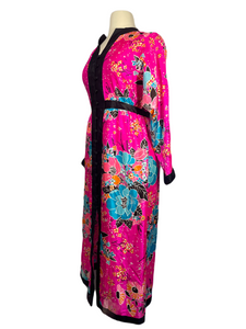 1960's Neon Asian Inspired Maxi Dress Size XL
