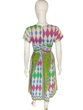 Load image into Gallery viewer, 1950’s Cotton Harlequin Print Party Dress Size S
