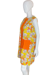 1960’s Cotton Psychedelic Floral House Dress Size L/XL