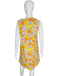 1960’s Cotton Psychedelic Floral House Dress Size L/XL