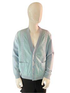 1970’s Baby Blue St. Croix Wool and Suede Cardigan