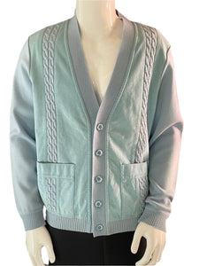 1970’s Baby Blue St. Croix Wool and Suede Cardigan