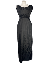 Load image into Gallery viewer, 1950&#39;s Black Taffeta Beaded Emma Domb Gown Size S/M

