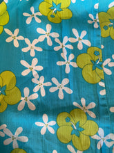 Load image into Gallery viewer, 1960&#39;s Aqua and Lime Plumeria Print Maxi Dress Size L/XL
