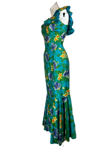 1960's Kaikamahine Mermaid Tiki Gown Size S