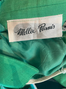 1970's "Mollie Parnis" Green Linen Summer Dress Size S
