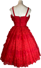 Load image into Gallery viewer, 1960&#39;s Red Lace and Chiffon Cupcake Dress Size S
