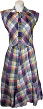 Load image into Gallery viewer, 1940&#39;s Pastel Plaid Day Dress Size S
