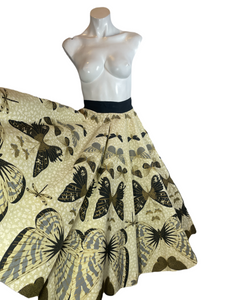 1950's Jonathan Logan Butterfly Print Circle Skirt Size XS