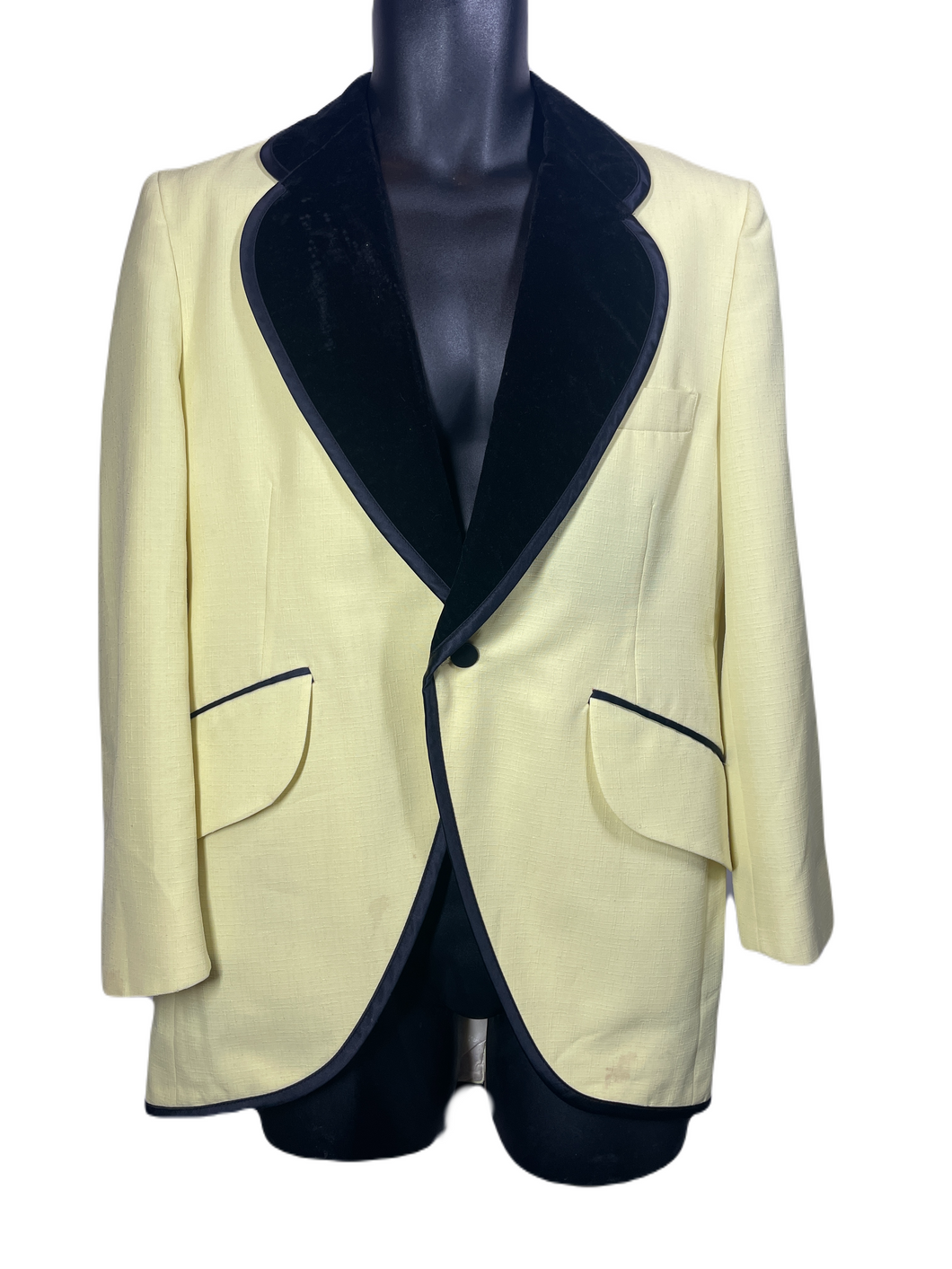1970's Velvet Trimmed Yellow Tuxedo Jacket Size 38