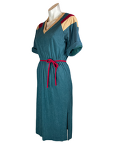 Load image into Gallery viewer, 1970&#39;s Color-block Terrycloth Day Dress Size S/M
