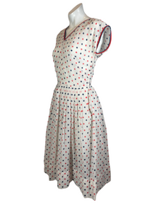 1950's Sheer White Polka Dot Dress Size M