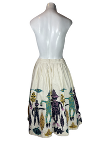 1950's Atomic Scarecrow Novelty Print Skirt Size S/M