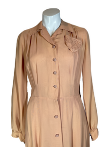 1940's Dusty Peach Day Dress Size M