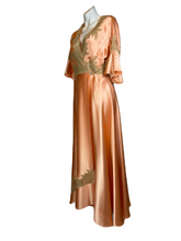 Load image into Gallery viewer, 1930&#39;s Silk Satin and Lace Dressing Gown Size S
