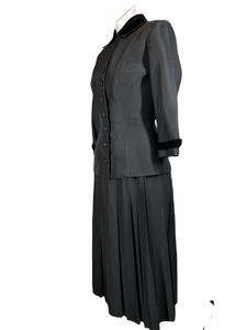 1940's Velvet Trimmed Gabardine Suit Size S