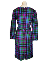 Load image into Gallery viewer, 1960&#39;s Jewel Tones Wool Plaid Dress Size S
