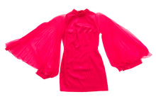 Load image into Gallery viewer, 1960&#39;s Claralura Pink Chiffon Angel Sleeves Mini Dress Size S
