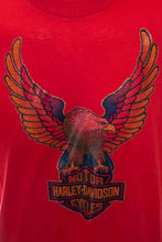 Load image into Gallery viewer, 1970&#39;s Red and Multicolor Glitter Harley-Davidson Graphic Print T-Shirt Size L
