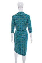 Load image into Gallery viewer, 1960&#39;s Judy Wayne Teal Floral Skirt Suit Size S
