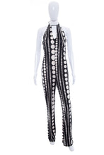 Load image into Gallery viewer, 1990&#39;s PerSeption Black and White Polka Dot Halter Jumpsuit Size L/XL
