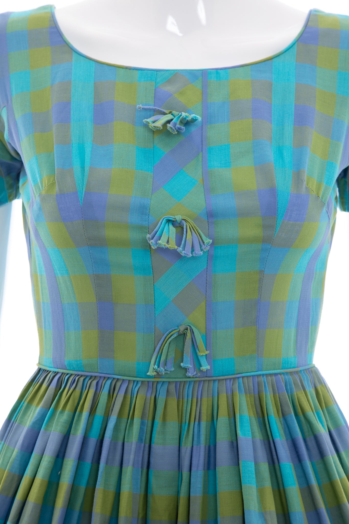 1950's Candy Jones Blue Plaid Day Dress Size XS 1950's Candy Jones Blue Plaid Day Dress Size XS