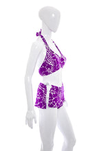 Load image into Gallery viewer, 1970&#39;s Purple and White Printed Bikini Size XS/S
