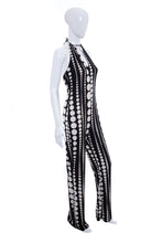 Load image into Gallery viewer, 1990&#39;s PerSeption Black and White Polka Dot Halter Jumpsuit Size L/XL
