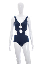 Load image into Gallery viewer, 1970&#39;s Dune Deck Navy Bathing Suit Size S
