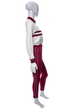 Load image into Gallery viewer, 1970&#39;s The Elite Gym-Kin White and Burgundy Stripe Detail Track Suit Size S
