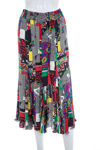 1980's Multicolor Funky Graphic Print Skirt Size M/L