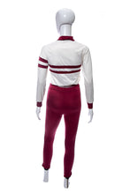 Load image into Gallery viewer, 1970&#39;s The Elite Gym-Kin White and Burgundy Stripe Detail Track Suit Size S
