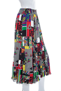 1980's Multicolor Funky Graphic Print Skirt Size M/L