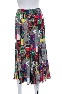 1980's Multicolor Funky Graphic Print Skirt Size M/L