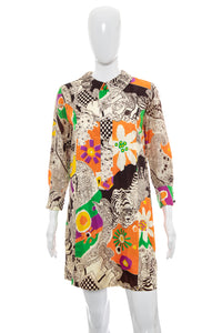 1960's Ed Volin Mod Psychedelic Print Dress Size M/L