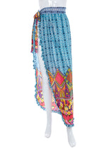 Load image into Gallery viewer, 1960&#39;s Glydons Blue Border Print Psychedelic Sarong Size S
