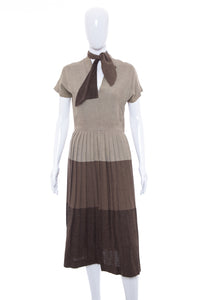 1940's Parklane Juniors Tri-tone Color-block Midi Dress Size S