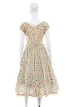 Load image into Gallery viewer, 1950&#39;s Cream and Blue Polka Dot Day Dress Size S
